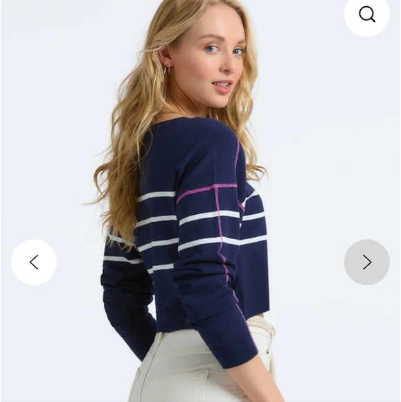 525 America Exposed Stitch Navy Sweater - Picture 2 of 3